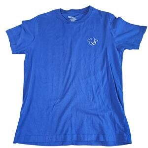 Men's True Religion Buddha & Horseshoe Logo T-Shirt Blue Short Sleeve Medium